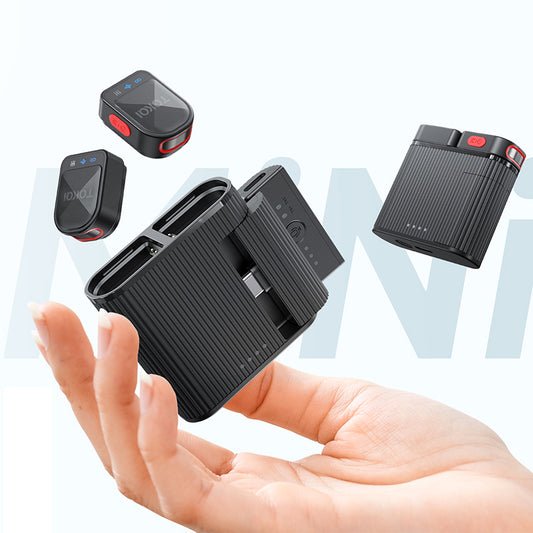 H01 One Tow Two Noise Cancelling Wireless Magnetic Lavalier Microphone 100M Distance Pickup Mini Microphone with Reverb Function