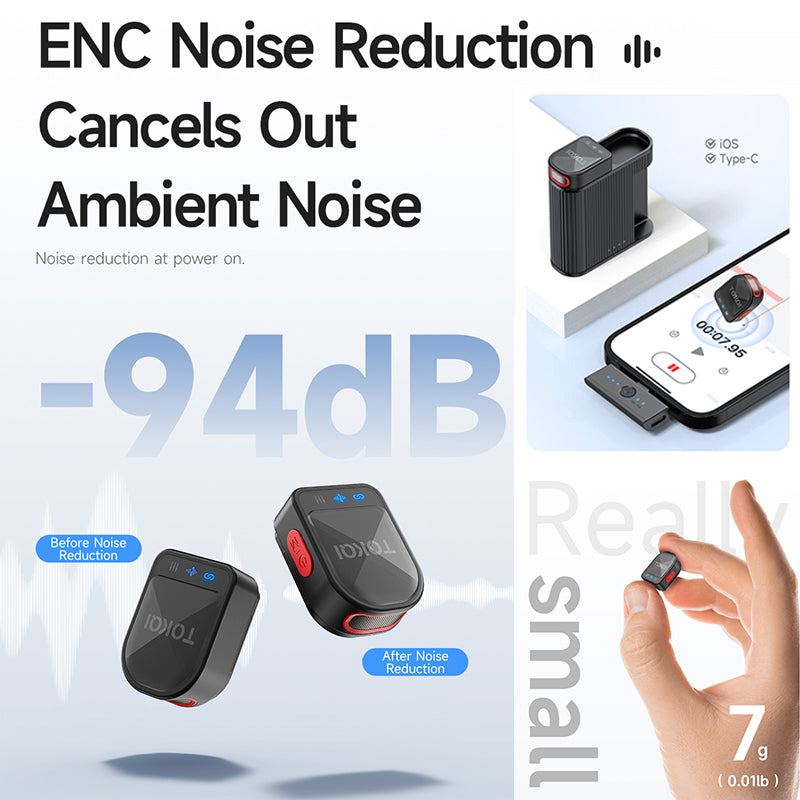 H01 One Tow Two Noise Cancelling Wireless Magnetic Lavalier Microphone 100M Distance Pickup Mini Microphone with Reverb Function