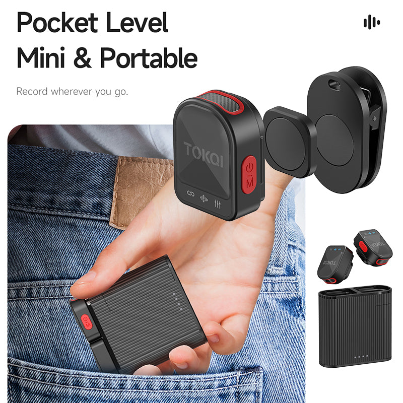 H01 One Tow Two Noise Cancelling Wireless Magnetic Lavalier Microphone 100M Distance Pickup Mini Microphone with Reverb Function